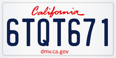 CA license plate 6TQT671