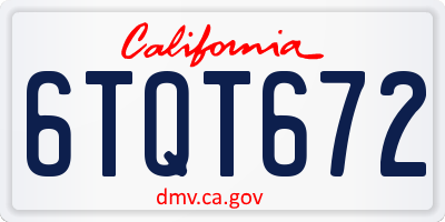 CA license plate 6TQT672
