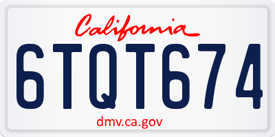 CA license plate 6TQT674