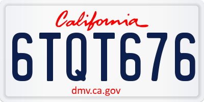 CA license plate 6TQT676