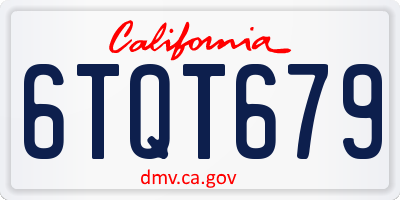 CA license plate 6TQT679