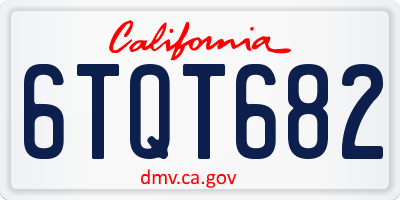 CA license plate 6TQT682