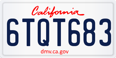 CA license plate 6TQT683