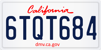 CA license plate 6TQT684