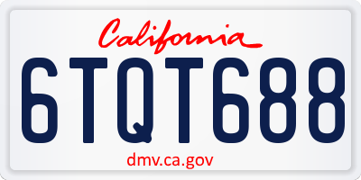 CA license plate 6TQT688