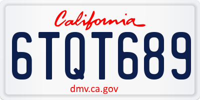 CA license plate 6TQT689