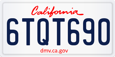 CA license plate 6TQT690