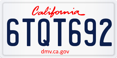 CA license plate 6TQT692