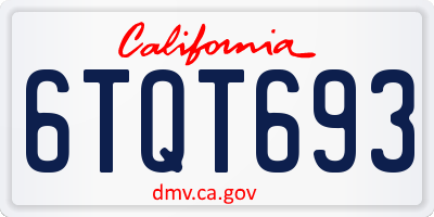 CA license plate 6TQT693