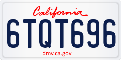 CA license plate 6TQT696