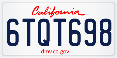 CA license plate 6TQT698