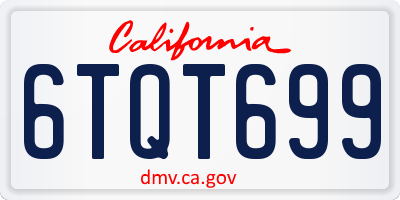 CA license plate 6TQT699