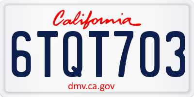 CA license plate 6TQT703