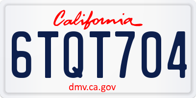 CA license plate 6TQT704