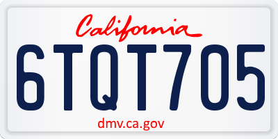 CA license plate 6TQT705