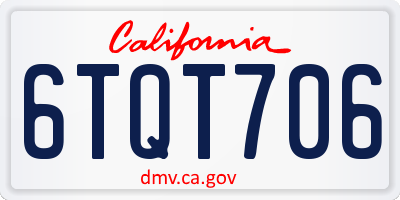 CA license plate 6TQT706