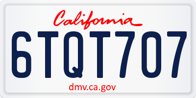 CA license plate 6TQT707