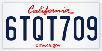 CA license plate 6TQT709