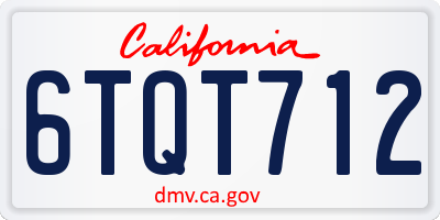 CA license plate 6TQT712