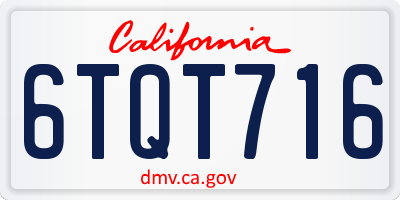 CA license plate 6TQT716