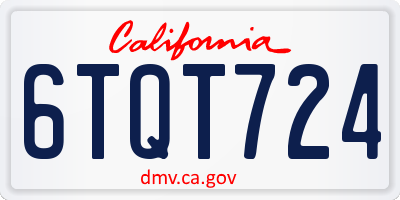 CA license plate 6TQT724