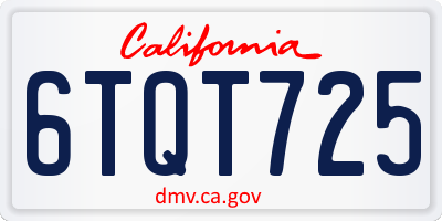 CA license plate 6TQT725