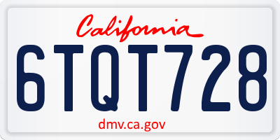 CA license plate 6TQT728