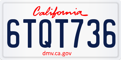 CA license plate 6TQT736