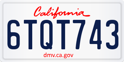 CA license plate 6TQT743