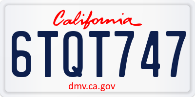 CA license plate 6TQT747