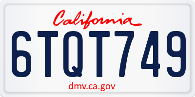 CA license plate 6TQT749