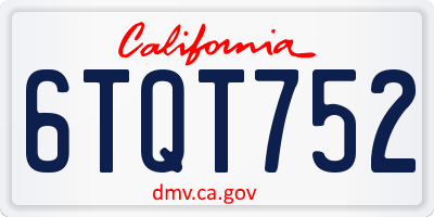 CA license plate 6TQT752