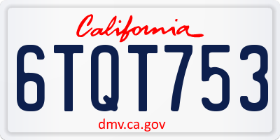 CA license plate 6TQT753