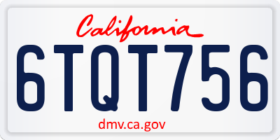CA license plate 6TQT756
