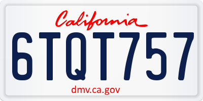 CA license plate 6TQT757