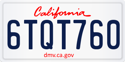 CA license plate 6TQT760