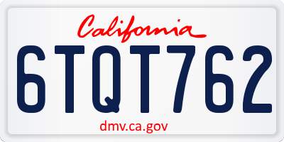 CA license plate 6TQT762