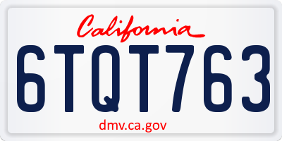 CA license plate 6TQT763