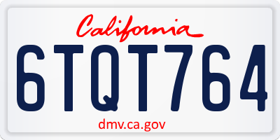 CA license plate 6TQT764