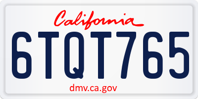 CA license plate 6TQT765