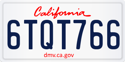 CA license plate 6TQT766