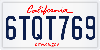 CA license plate 6TQT769