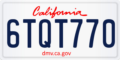 CA license plate 6TQT770