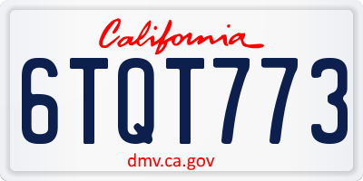 CA license plate 6TQT773