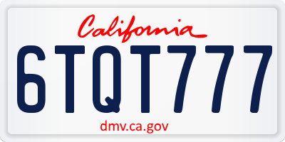 CA license plate 6TQT777