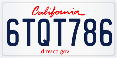 CA license plate 6TQT786