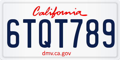 CA license plate 6TQT789