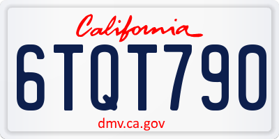 CA license plate 6TQT790