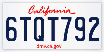 CA license plate 6TQT792