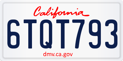 CA license plate 6TQT793